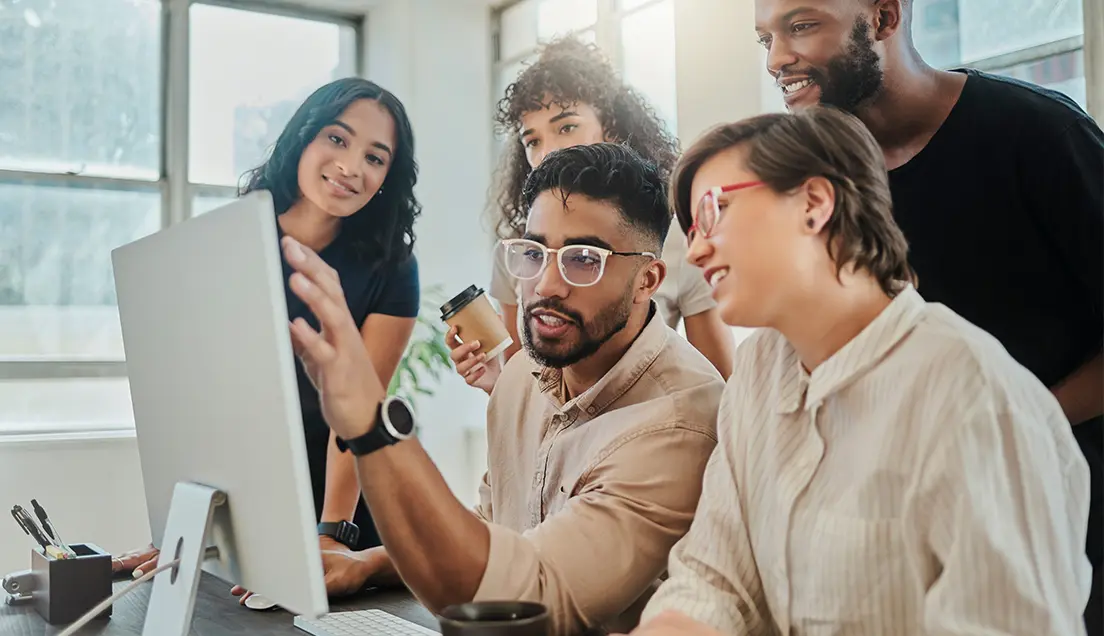 Team Looking at a Computer