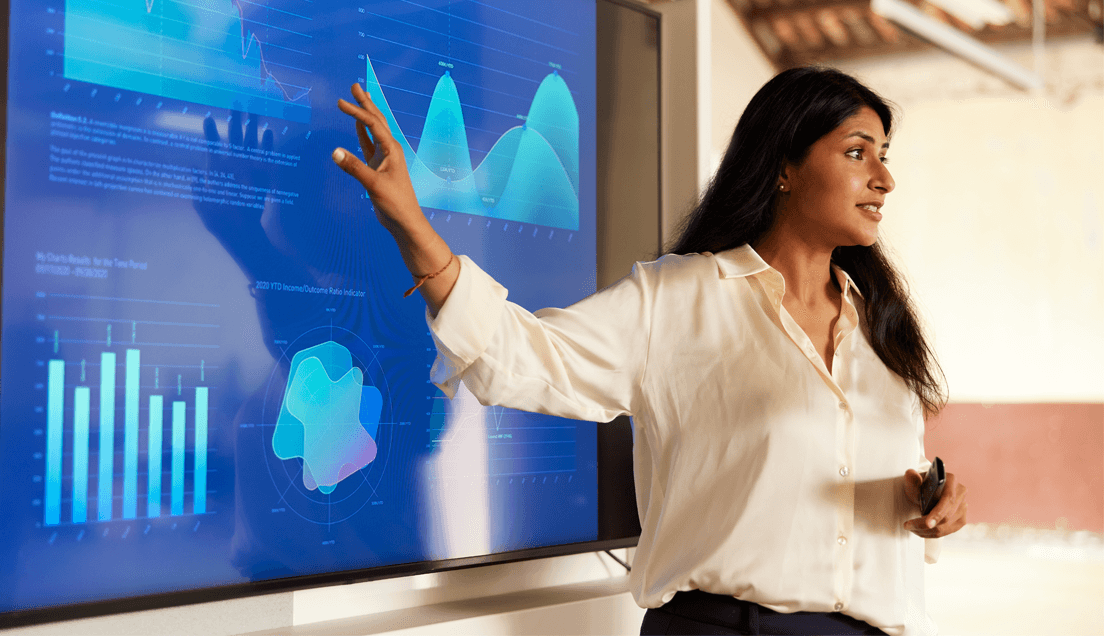 Person presenting at a summit