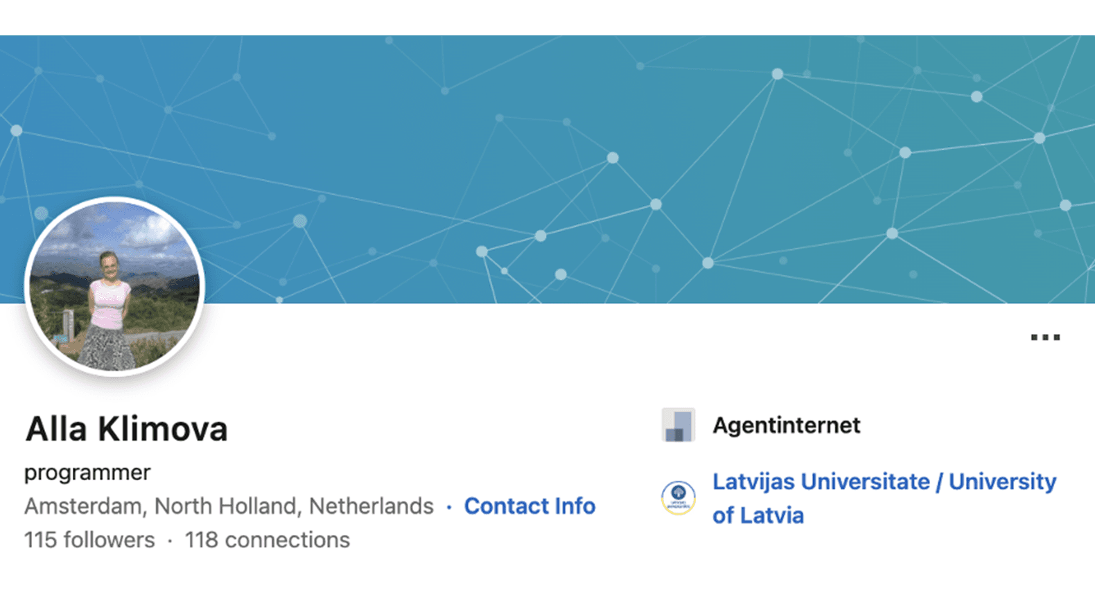Figure 1: Alla Klimova LinkedIn Profile