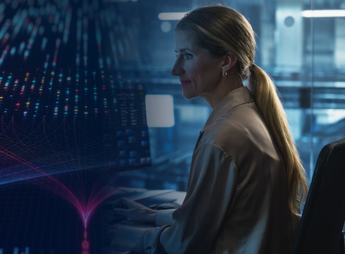 Stylized Woman Working on Computer