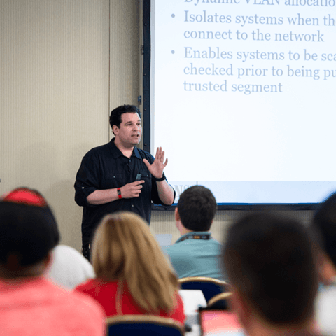 Instructor teaching to a class