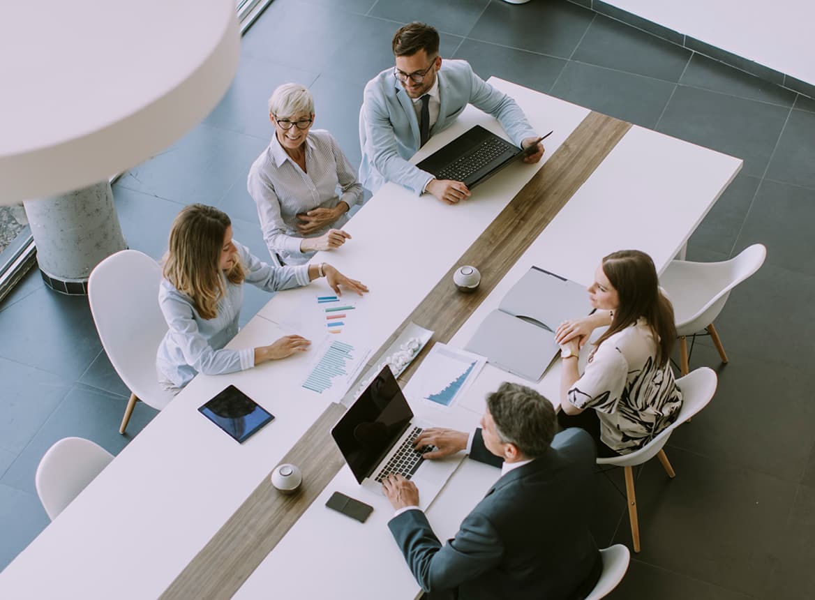 Overhead Shot of People in a Meeting