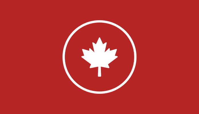 Canadian Flag on Red Background