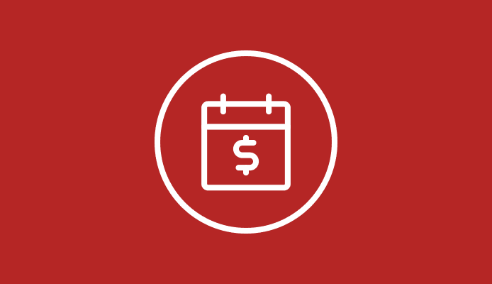 Calendar With Money Symbol on Red Background