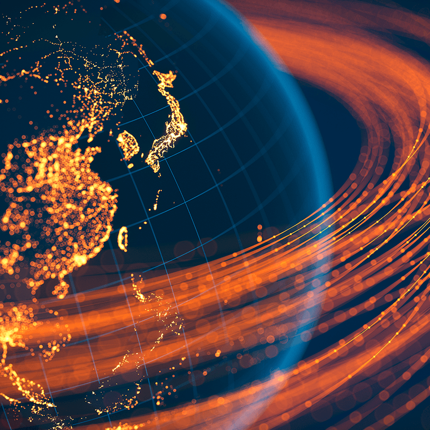 Swirling Lights Around Globe