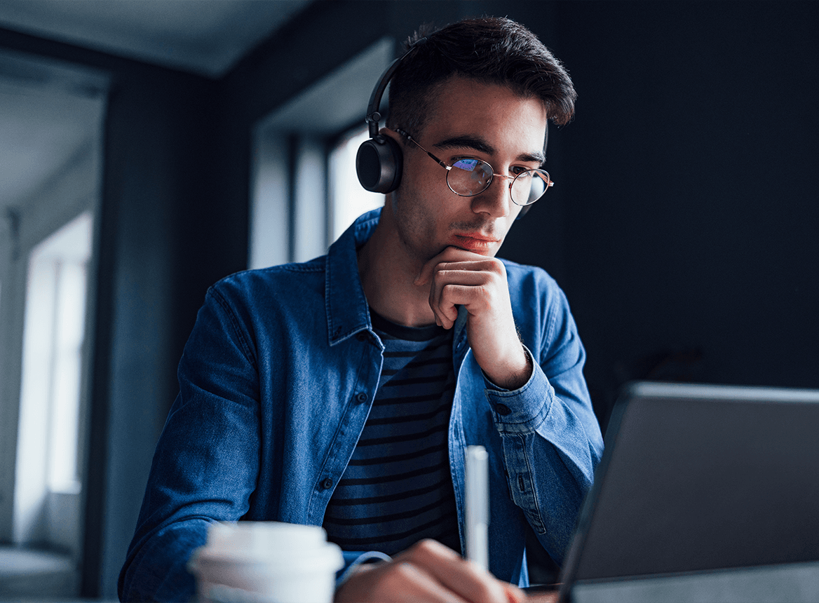 Man With Glasses Wearing Headphones
