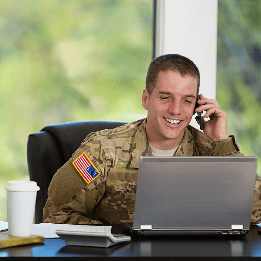 Soldier Talking on the Phone
