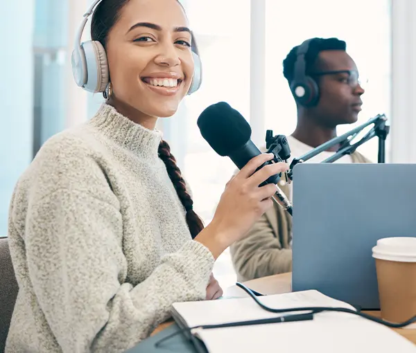 Woman presenting webcast