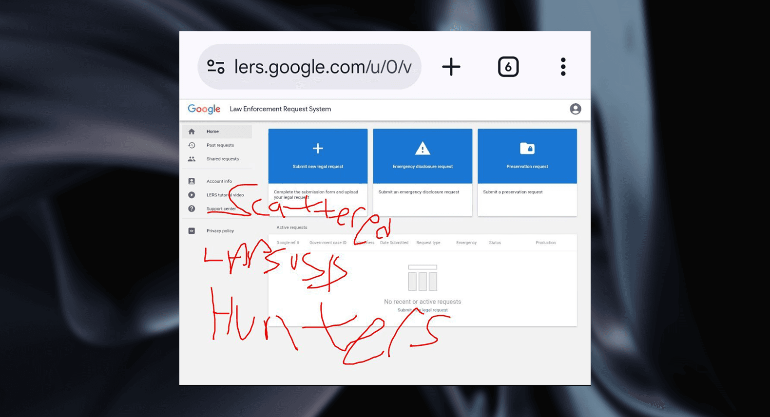 Figure 3: Scattered Lapsus$ Hunters showing their access to Google LERS.