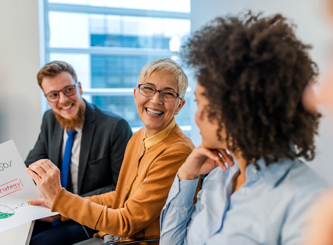 Office people smiling