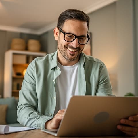 Man Working on Laptop