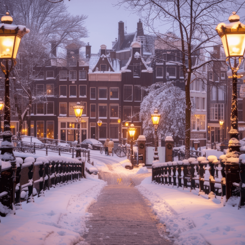 Amsterdam, City Covered in Snow