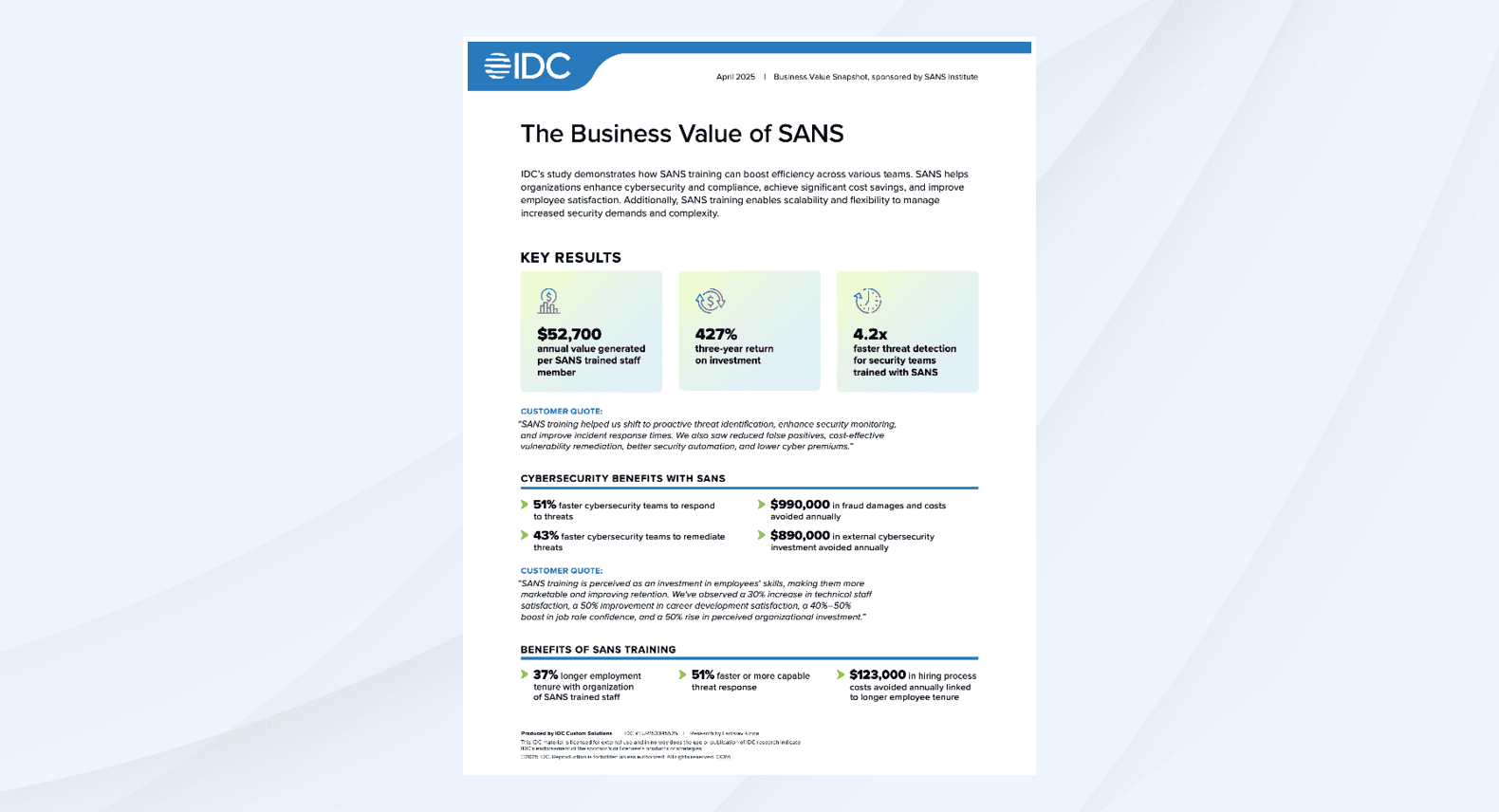 The ROI Case for SANS