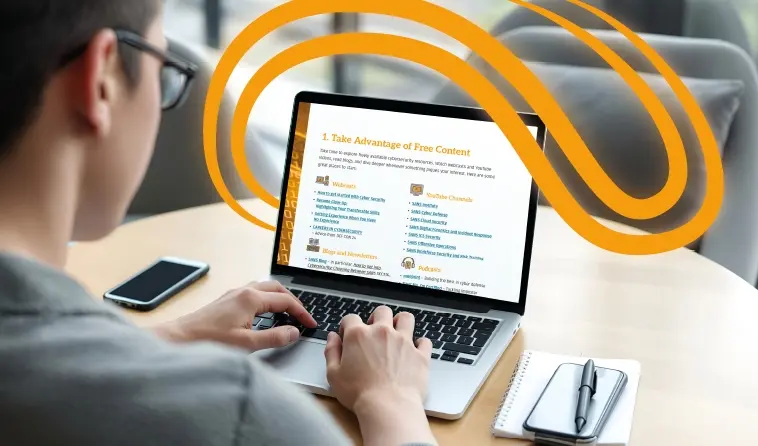 Man typing on laptop.