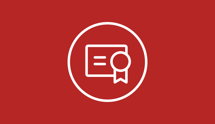 Outline of Diploma on Red Background