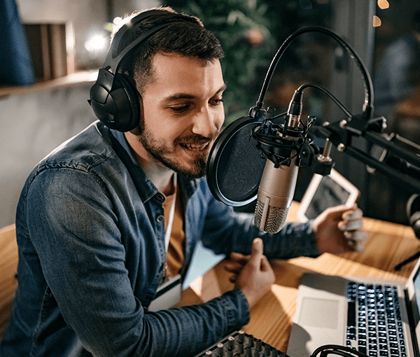 Man presenting webcast