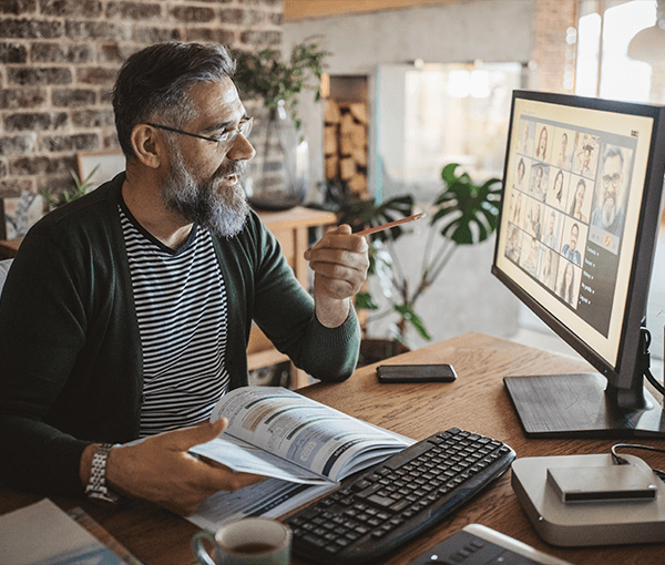Man presenting webcast