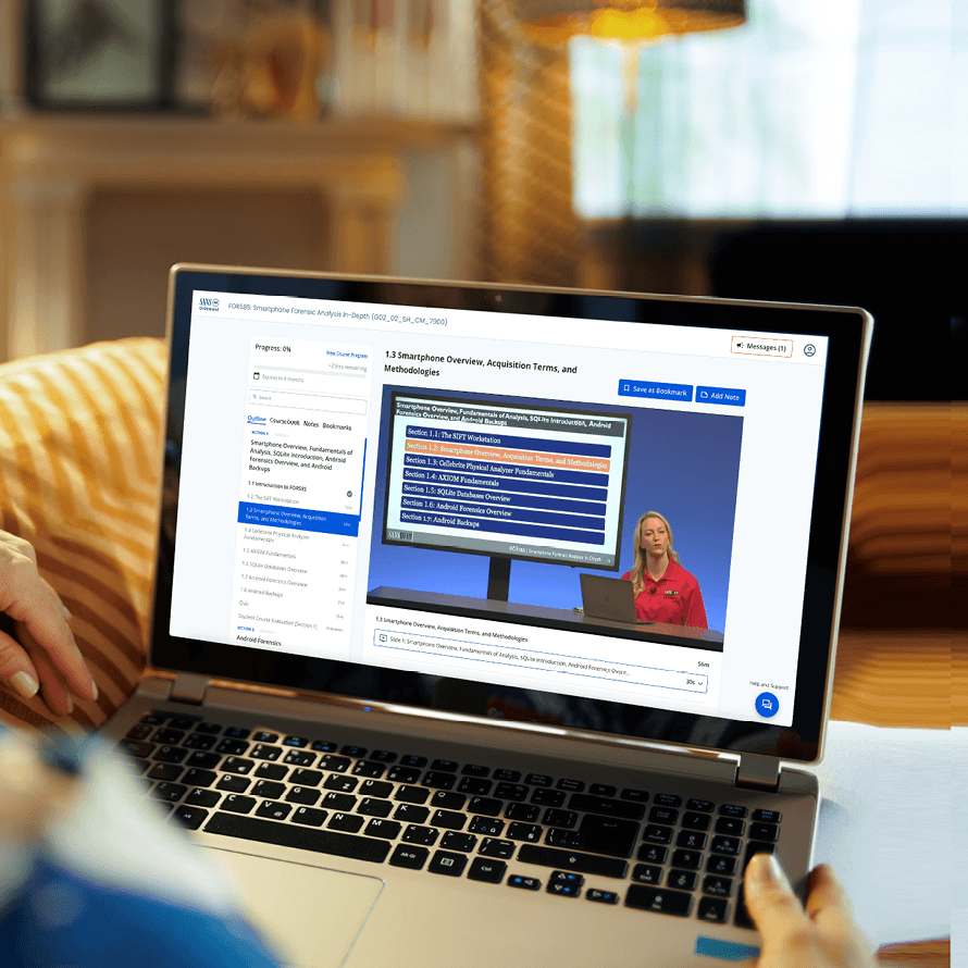 Over the Shoulder View of Ondemand Training on a Laptop